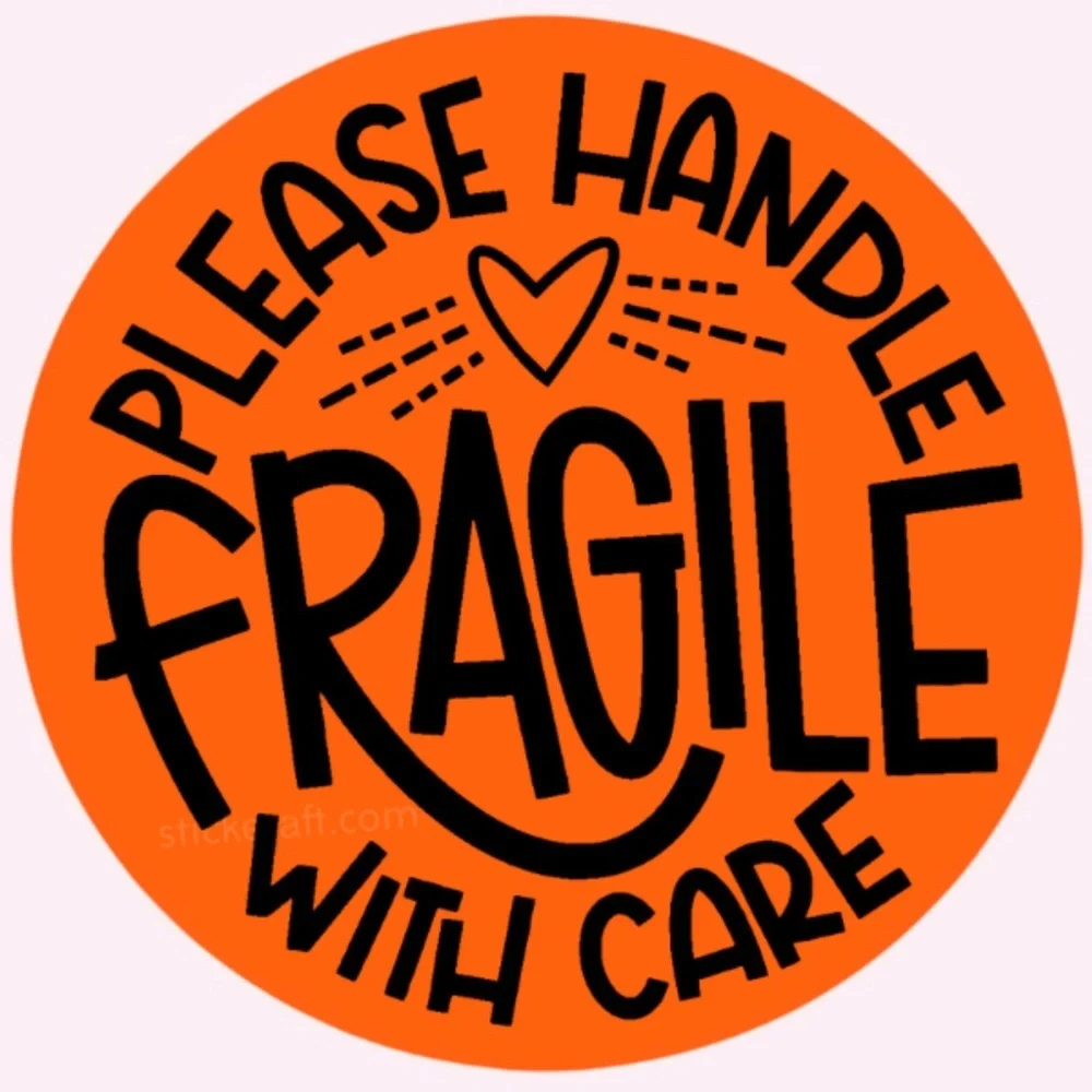 FRAGILE Handle With Care Stickers - 2” Round Shipping Labels